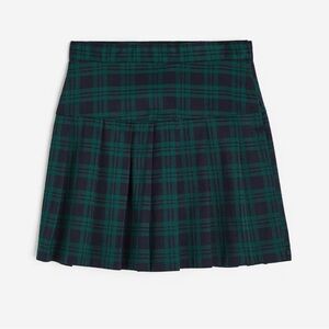 H&M Green and Blue Pleated Skater Skirt